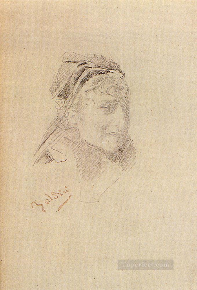 Portrait Of Sarah Bernhardt genre Giovanni Boldini Oil Paintings